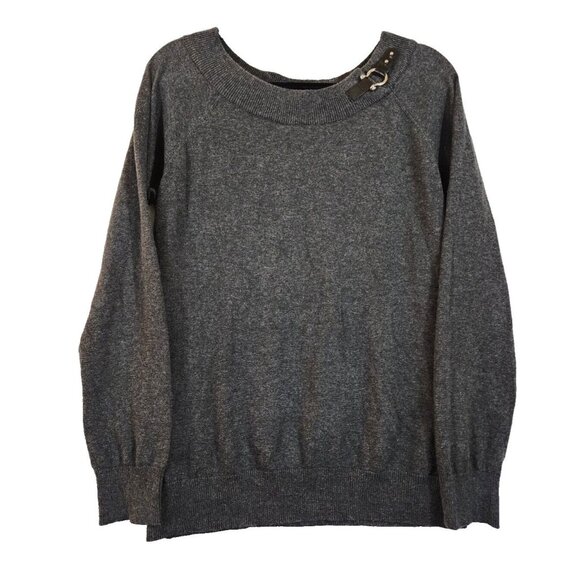 Lauren Ralph Lauren Sweaters - Lauren Ralph Lauren Womens XL Gray Leather Buckle Long Sleeve Crew Neck Sweater